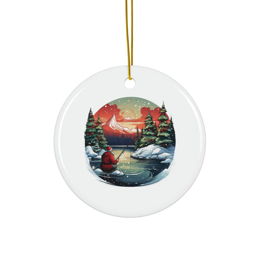 Fishing Santa Ornament